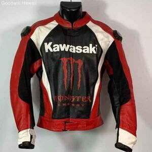 KAWASAKI MONSTER MOTORBIKE RACING LEATHER JACKET